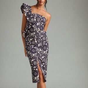 Anthropologie Ruffle One-Shoulder Slim Dress